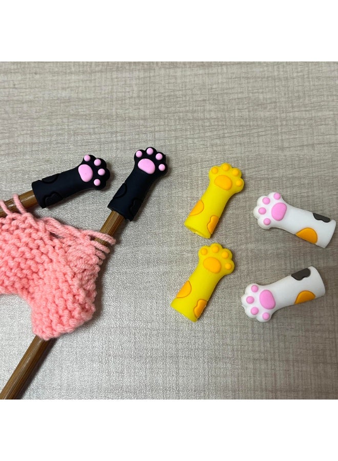 6 PCS Cat Paw Knitting Needle Stoppers Silicone Needle Point Protectors Stitch Stopper Knitting Accessories Fit 8mm-12.75mm Size 11-17 Needles - Image 2