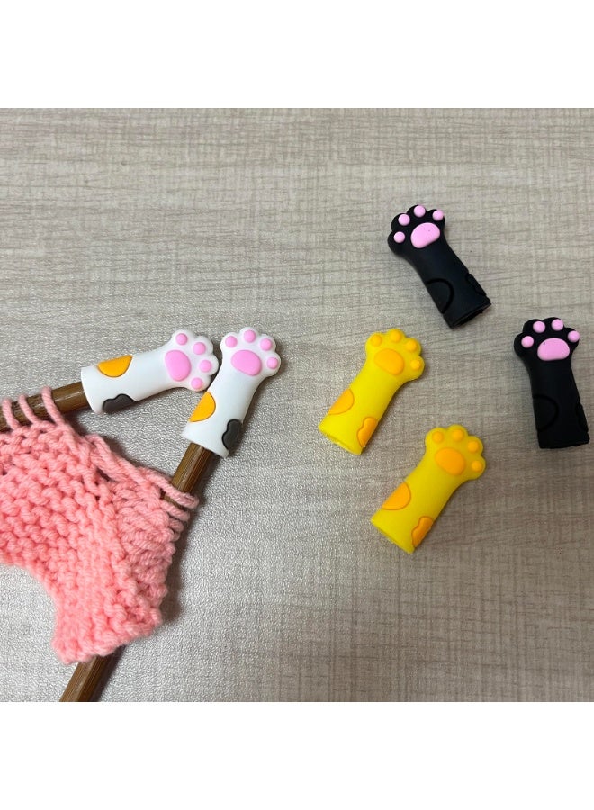 6 PCS Cat Paw Knitting Needle Stoppers Silicone Needle Point Protectors Stitch Stopper Knitting Accessories Fit 8mm-12.75mm Size 11-17 Needles - Image 3