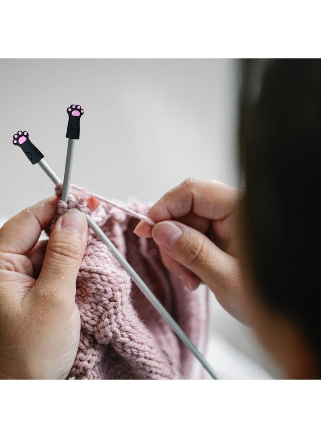 6 PCS Cat Paw Knitting Needle Stoppers Silicone Needle Point Protectors Stitch Stopper Knitting Accessories Fit 8mm-12.75mm Size 11-17 Needles - Image 5