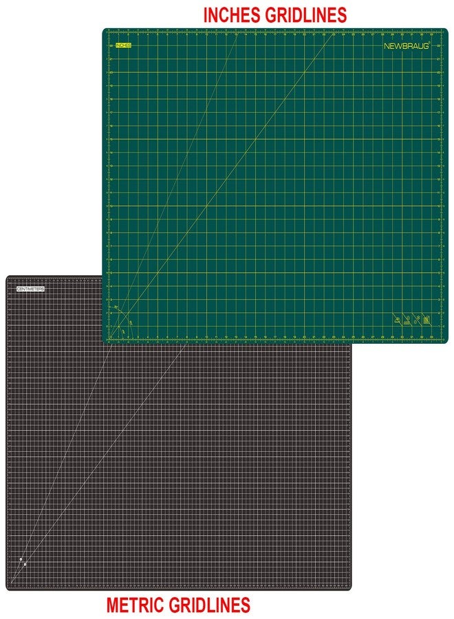 NEWBRAUG 24'' × 36'' Large Self Healing Gridded Rotary Cutting Mat, Big Double Sided 5-Ply Cutting board for Sewing, Quilting, Craft, Fabric & Scrapbooking(Green/Black) - Image 2