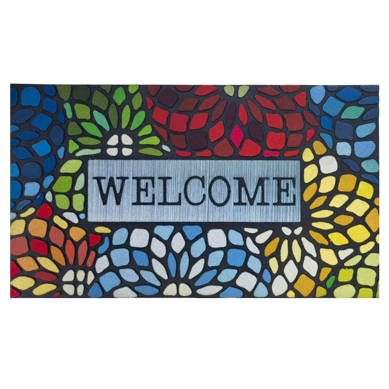 CHICHIC Colorful Welcome Mat, 18x 30 Inch Front Doormat for Home Entrance Outdoors Mat for Outside Entry Way Doormat, Heavy Duty Non Slip Rubber Back Low Profile - Image 1