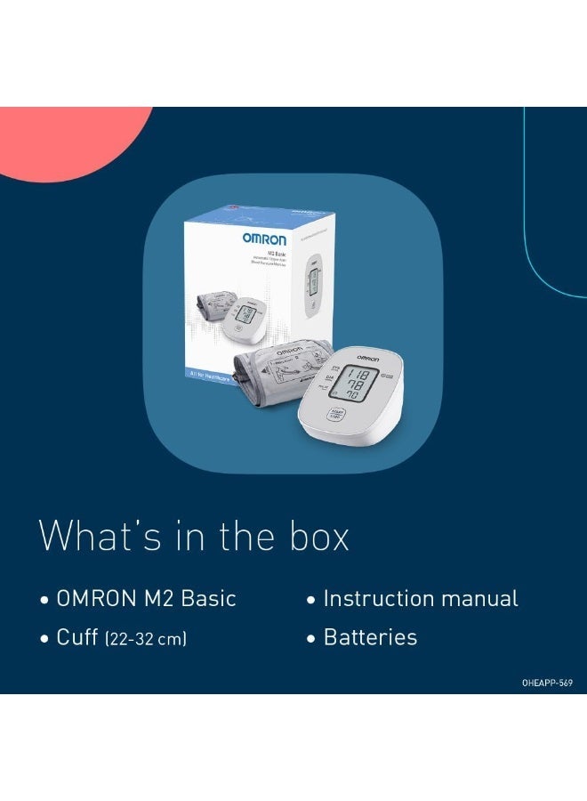 OMRON M2 Basic Automatic Blood Pressure Monitor Upper Arm, Clinically Validated Home BP Machine, Compatible with Small Kids to Adults Large Cuffs Size 17-42 cm,Cuff Wrapping Guide - Image 5