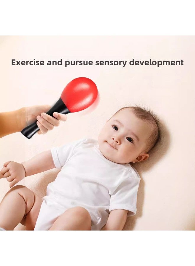 Red Sand Hammer Baby Newborn Grasping Hearing Chasing Vision Training Toy Can Bite Early Education Hand Rattle Baby-Color:Black And White View Ball - Image 3