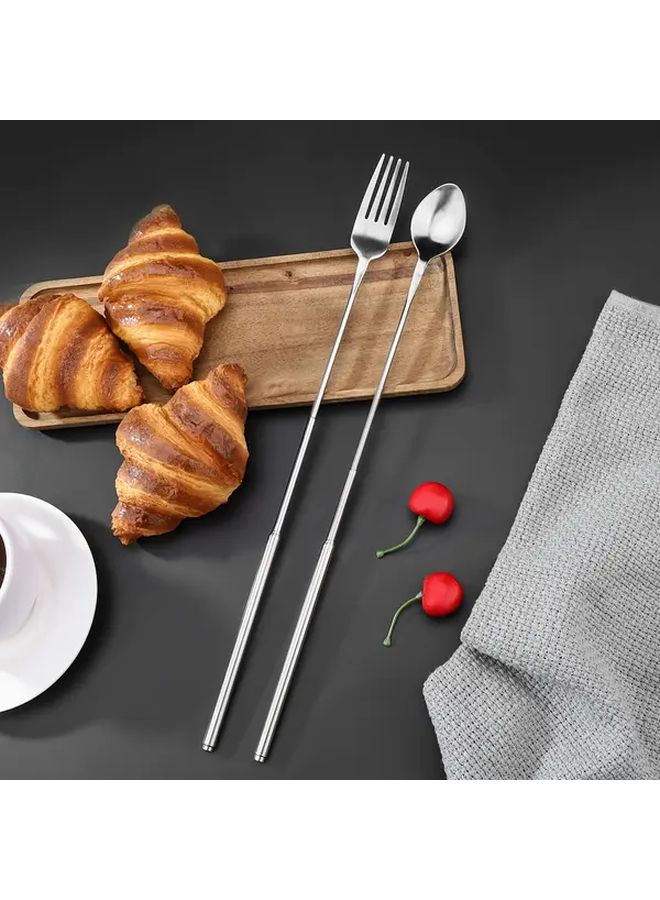 Extra Long Retractable Stainless Steel 1pc Creative Dinner Fork Silvery For Halloween Christmas Party Props - Image 2
