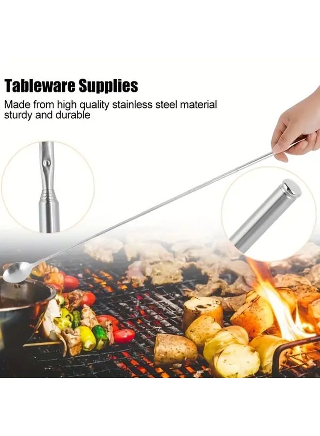 Extra Long Retractable Stainless Steel 1pc Creative Dinner Fork Silvery For Halloween Christmas Party Props - Image 4