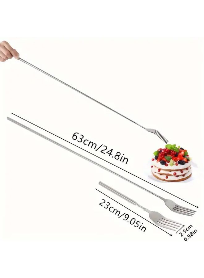 Extra Long Retractable Stainless Steel 1pc Creative Dinner Fork Silvery For Halloween Christmas Party Props - Image 3