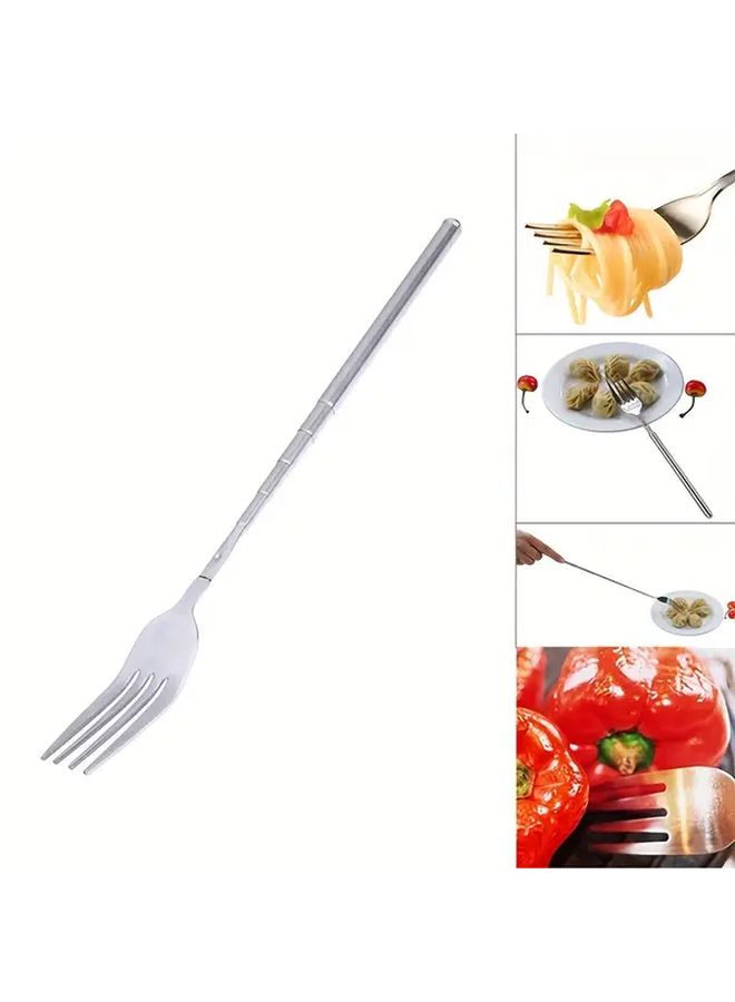 Extra Long Retractable Stainless Steel 1pc Creative Dinner Fork Silvery For Halloween Christmas Party Props - Image 1