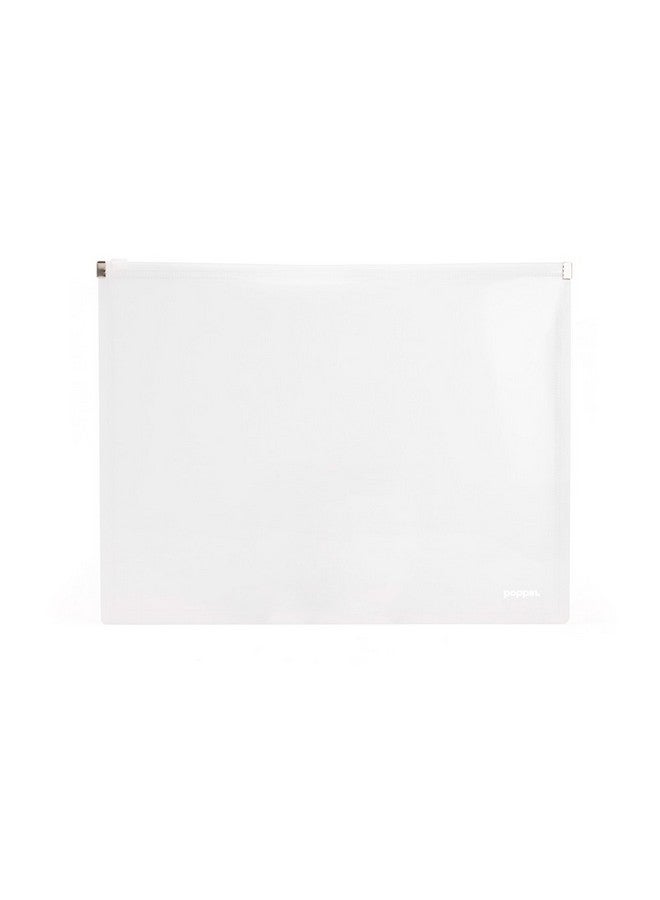 Poppin Zipper Pouches - Letter-Size Document Storage Bags, Waterproof Document Folder With Zipper Top, Set Of 3 (White, Letter)  - Image 2
