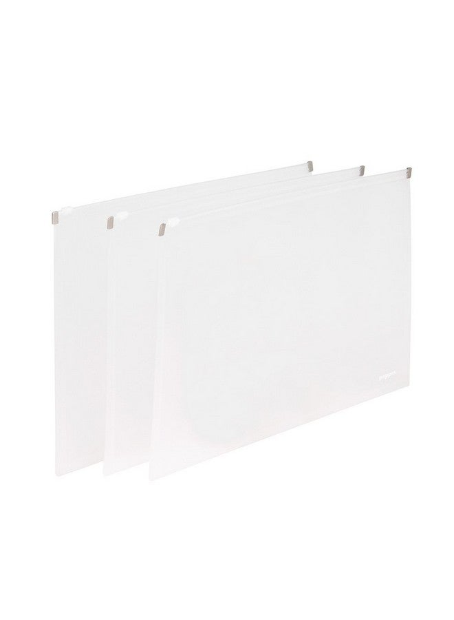 Poppin Zipper Pouches - Letter-Size Document Storage Bags, Waterproof Document Folder With Zipper Top, Set Of 3 (White, Letter)  - Image 1