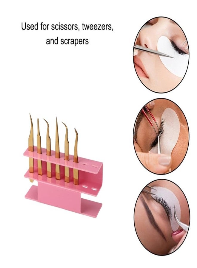 LIXIMMAZN 8 Holes Acrylic Tweezers Holder, Tweezers Stand Display Organizer for Eyelash Extension Supplies (Pink 8 Holes) - Image 2