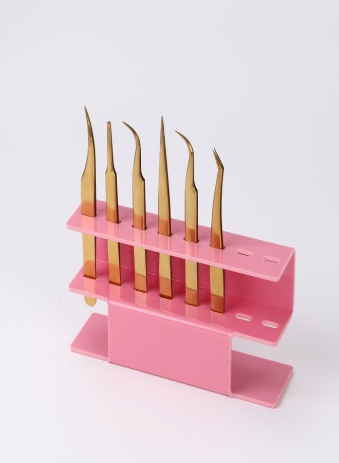 LIXIMMAZN 8 Holes Acrylic Tweezers Holder, Tweezers Stand Display Organizer for Eyelash Extension Supplies (Pink 8 Holes) - Image 1