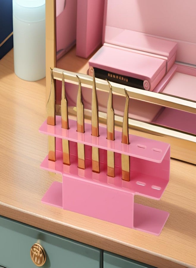 LIXIMMAZN 8 Holes Acrylic Tweezers Holder, Tweezers Stand Display Organizer for Eyelash Extension Supplies (Pink 8 Holes) - Image 3