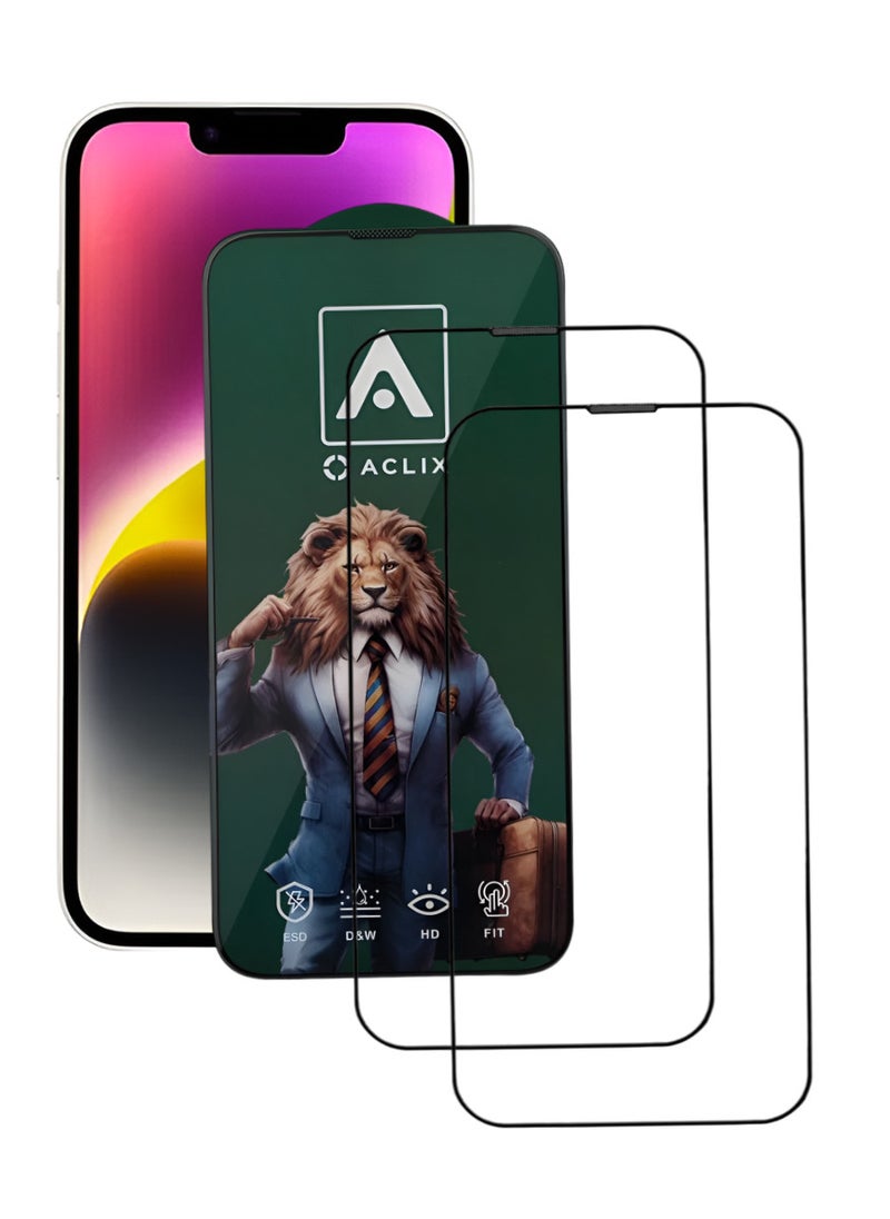 ACLIX 2 Pieces Antistatic ESD Dustproof Premium Quality High Definition Tempered Glass Screen Protector Designed For  iPhone 14 Plus - Image 1