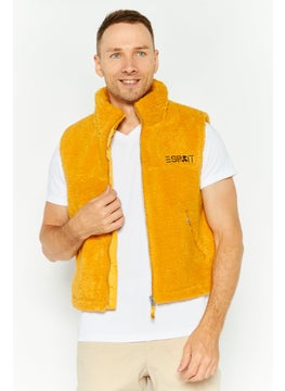 Men Embroidered Logo Faux Fur Vest Jackets, Mustard - pzsku/ZED69432A8141F295F1BBZ/45/_/1737642523/70cd227d-1aad-4588-8720-0aff69443133