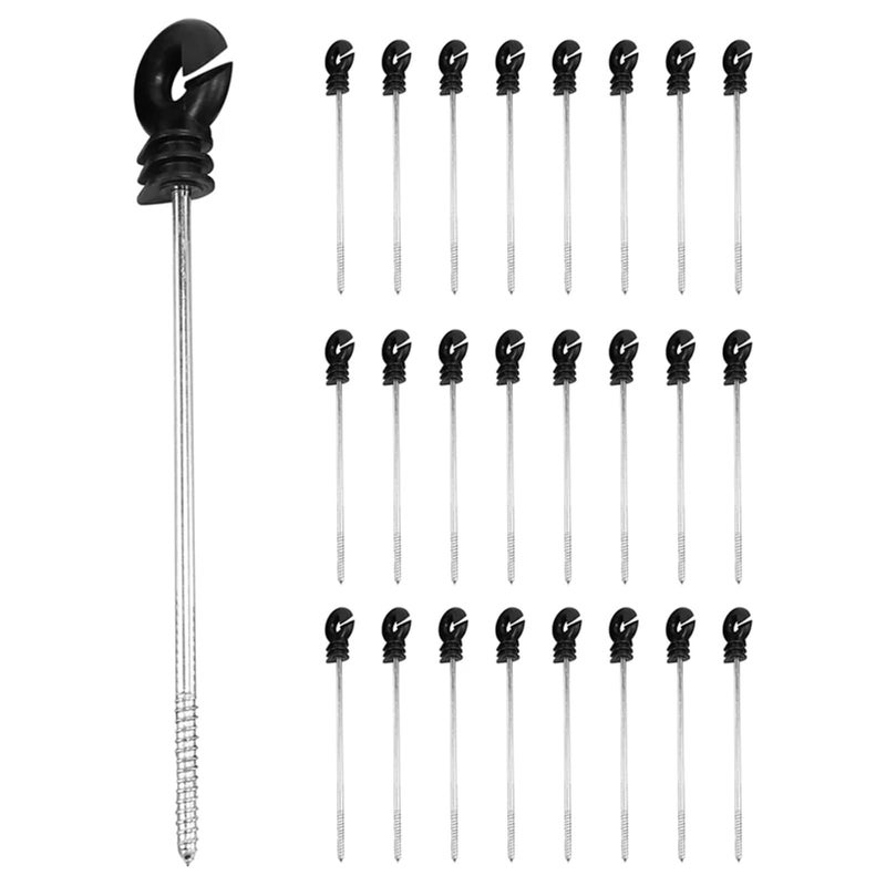 Electric Fence Insulator 25Pcs Plastic Ring with Long Screw for Farm Animal Agricultural Husbandry - Image 1
