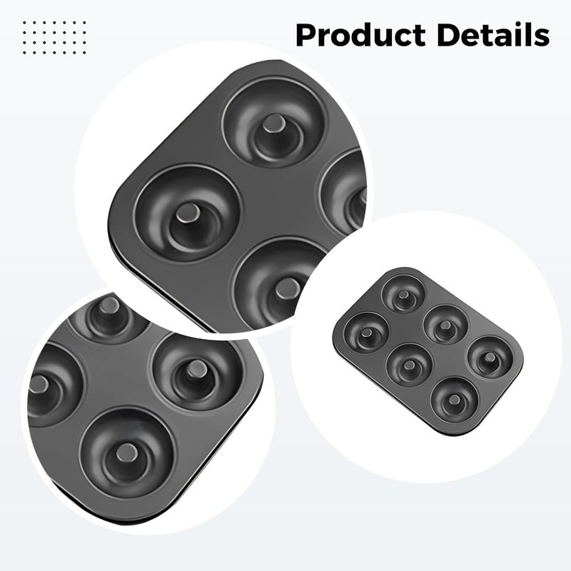 Donut Mold Nonstick 6-Cavity, Coated Baking Pan, Easy Clean, Perfect Donut Every Time, for Home Baking and Parties, Ideal - Image 2