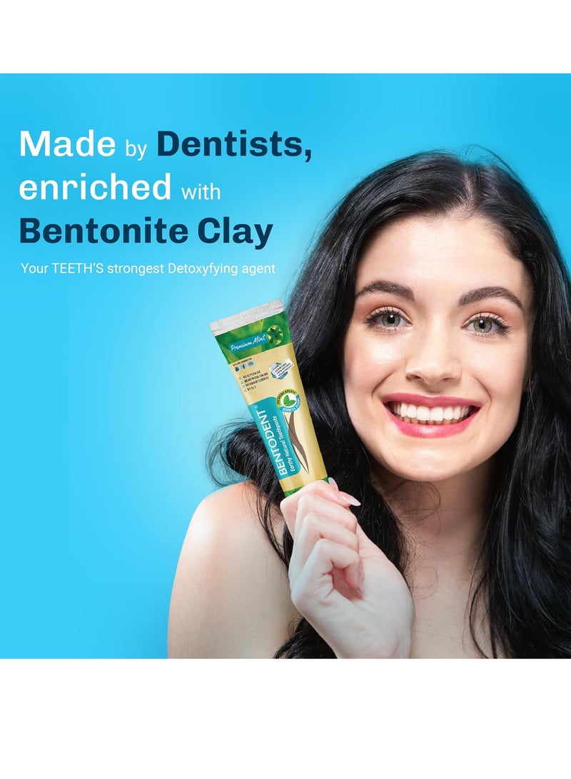 Bentodent Natural Toothpaste for Entire Family Incl Kids| SLS & Fluoride-Free Toothpaste, | Herbal Whitening & Daily Oral Detox | Mint Freshness,Cleanse, Remineralize (Mint Pack of 2, Qty 200g) - Image 2