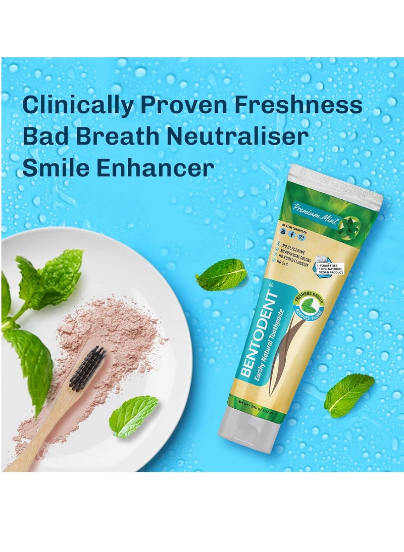 Bentodent Natural Toothpaste for Entire Family Incl Kids| SLS & Fluoride-Free Toothpaste, | Herbal Whitening & Daily Oral Detox | Mint Freshness,Cleanse, Remineralize (Mint Pack of 2, Qty 200g) - Image 4