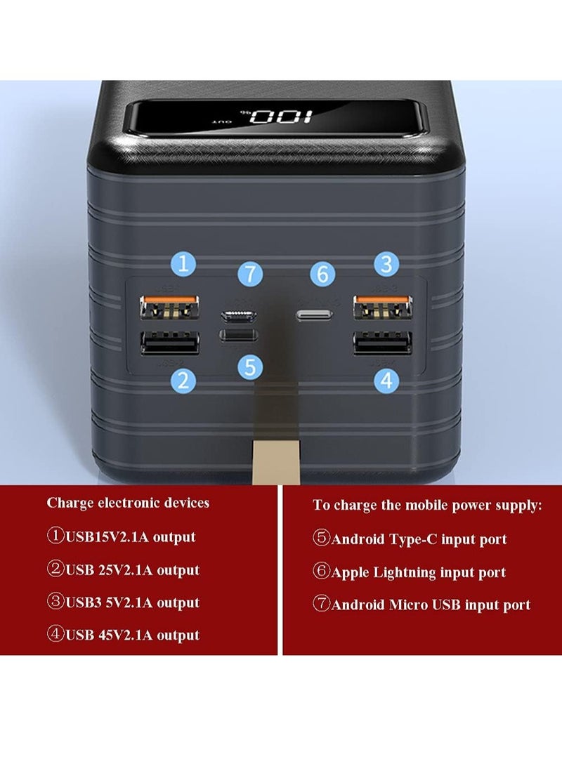 ELTRAZONE Slim 7000mAh Portable Power Bank with Built-in USB & Type-C Cables, Fast Charging External Battery Pack, LED Power Display, Ultra-Compact Travel Charger for iPhone and All Smartphones - Image 2