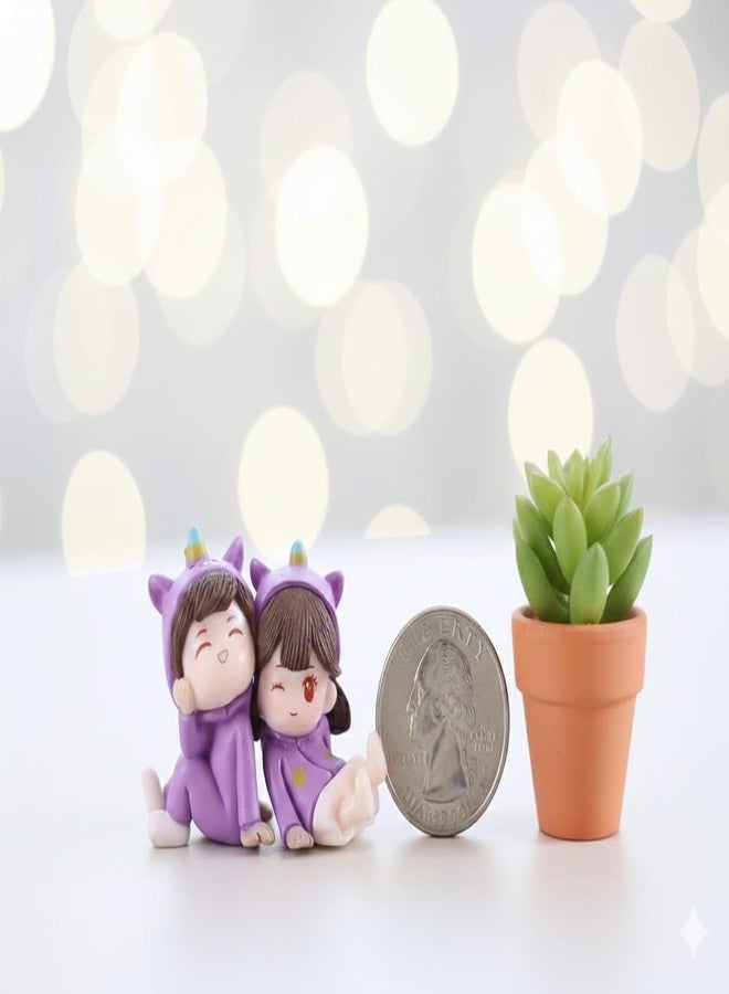 Jiyan art Cute Romantic Purple Couple Resin Miniature Showpiece | Animated Love Statue for Valentine Gift, Birthday Gift for Girlfriend Boyfriend Husband Wife | Home & Car Decor (Cute Couple) - Image 3