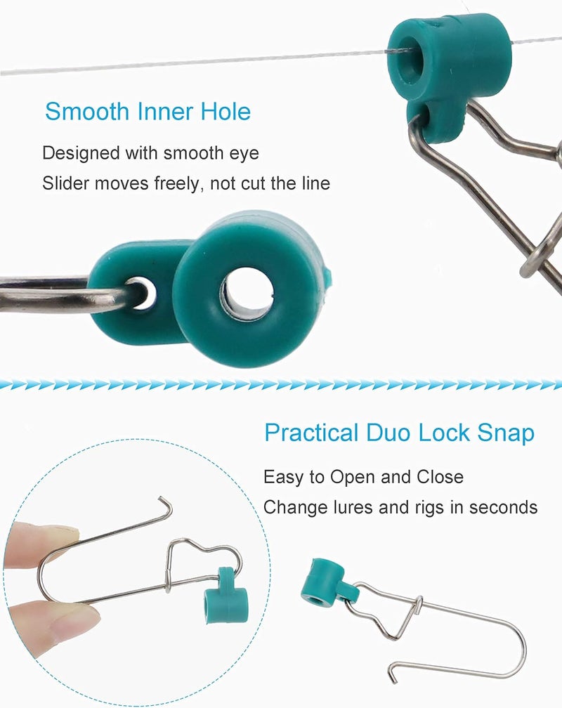 Facikono Fishing Line Sinker Slides Catfishing Rig, Saltwater Heavy Duty Sinker Weights Connector with Duo Lock Snaps - Image 3