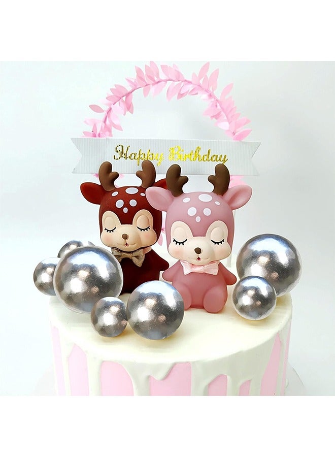 HY 24 Pcs Mini Balloon Cake Topper Foam Ball Cake Picks Cupcake Faux Pearl Balls DIY Cake Insert Topper Decoration for Anniversary Graduation Birthday Party Baby Shower (Silvery) - Image 4