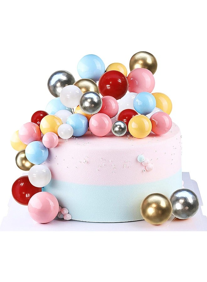 HY 24 Pcs Mini Balloon Cake Topper Foam Ball Cake Picks Cupcake Faux Pearl Balls DIY Cake Insert Topper Decoration for Anniversary Graduation Birthday Party Baby Shower (Silvery) - Image 5