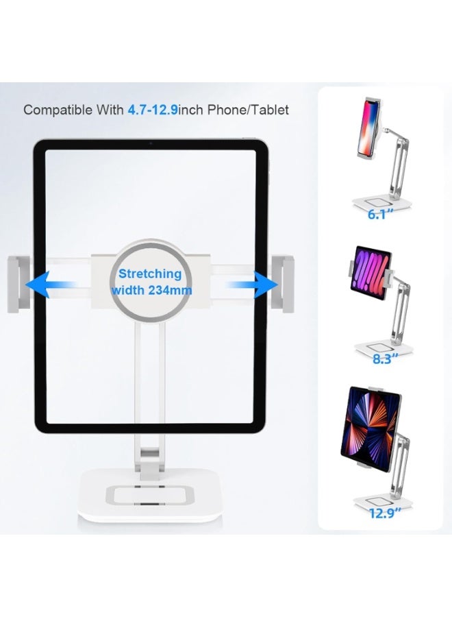 ويسفور حامل جهاز لوحي من الألومنيوم، حامل هاتف محمول سطح المكتب قابل للتعديل، حامل هاتف محمول قابل للطي، حامل جهاز لوحي بذراع طويلة، حامل لوحي بدون استخدام اليدين، مناسب لجهاز iPad Pro وiPhone 13 Pro Max مقاس 4.7 بوصة - 12.9 بوصة - Image 4