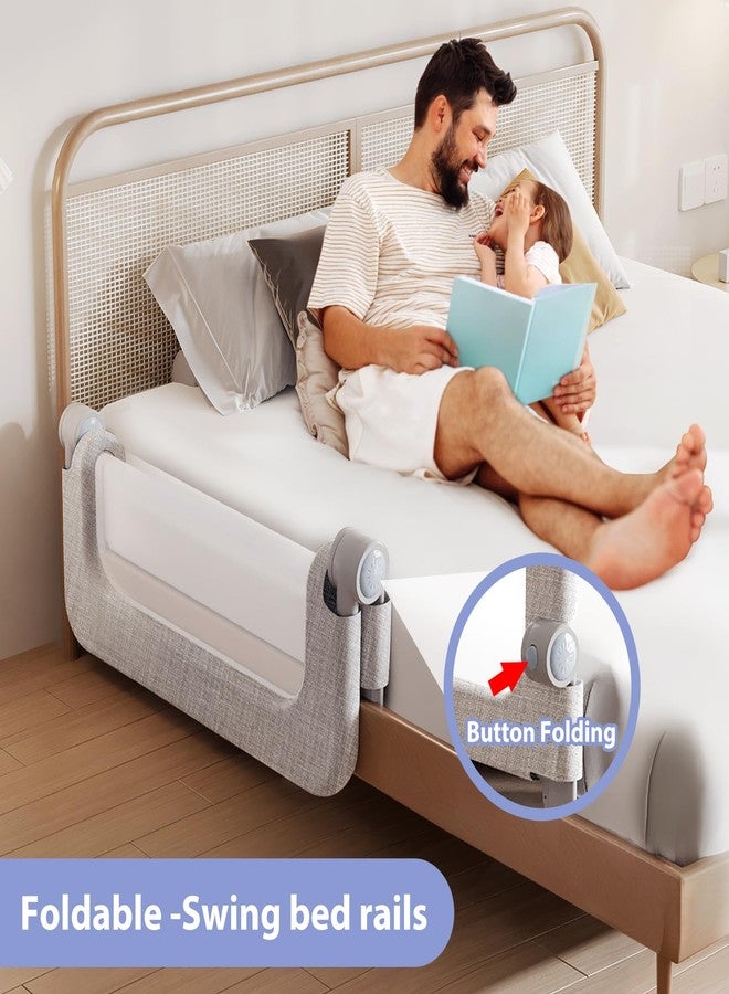 YYAMEA Toddler Bed Rail Guard for Baby - Toddlers Bed Rail for Queen Full King Twin Crib Bunk Size Bed Adjustable Heights & Foldable Portable Bedrail Extra Tall Child Safety Side Railing Guards for Kids(48") - Image 3