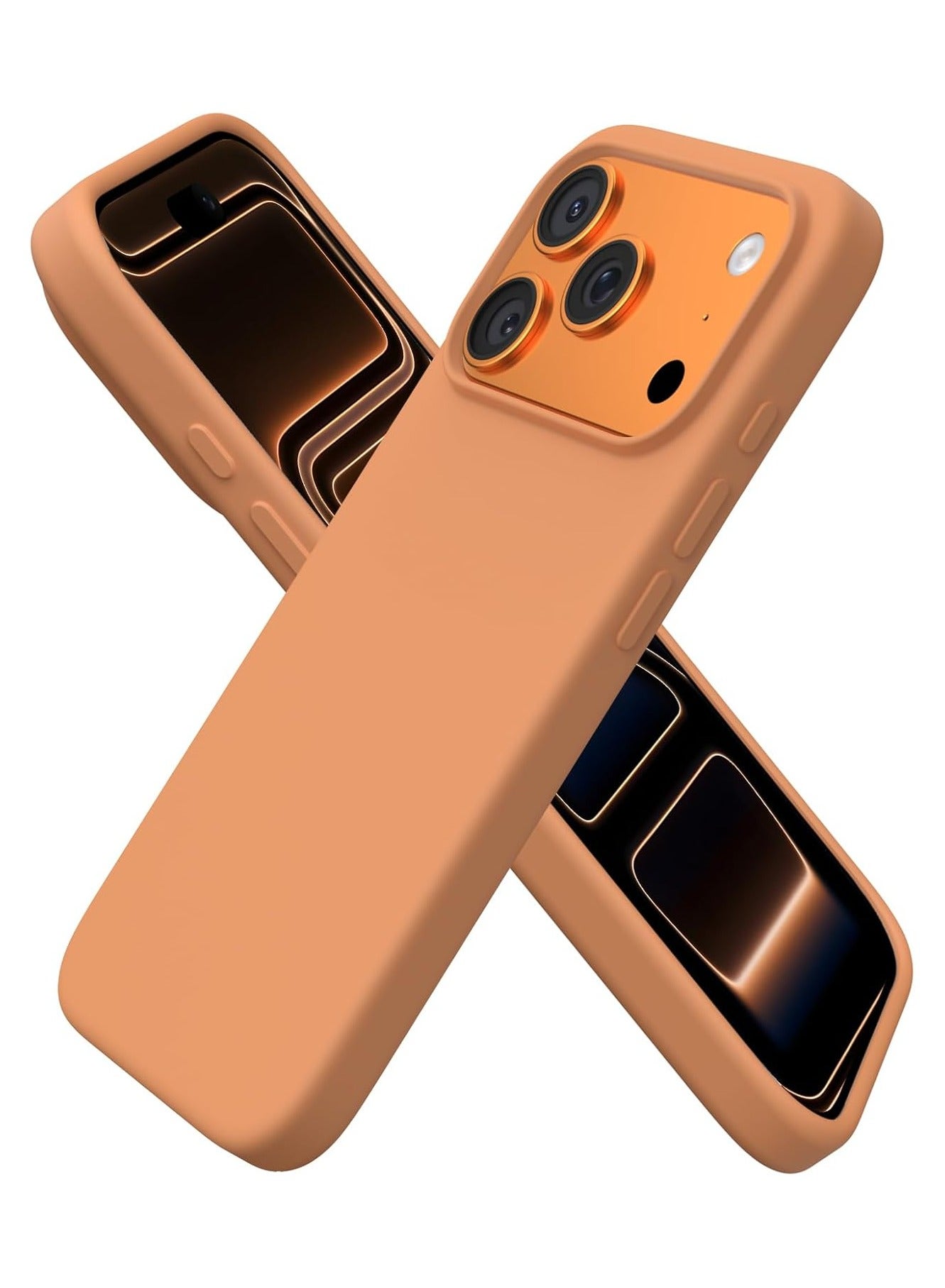Silicone Case Compatible with iPhone 17 Pro Max, Slim Liquid Silicone Phone Case with 3-Layer Soft Rubber Shockproof Bumper with TPU Lining (Cosmic Orange)