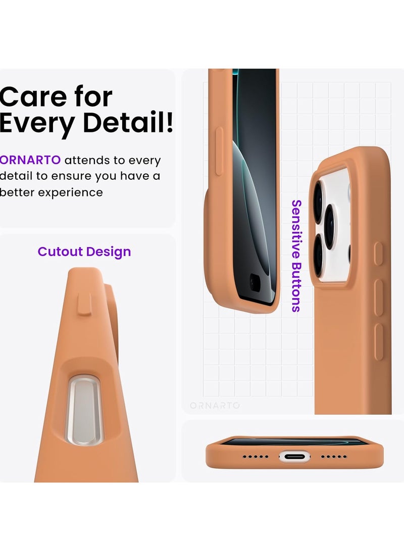 أكاليكس جراب سيليكون متوافق مع iPhone 17 Pro Max، جراب هاتف سيليكون سائل رفيع مع مصد مطاطي ناعم مقاوم للصدمات مكون من 3 طبقات مع بطانة من مادة TPU (برتقالي كوني) - Image 3