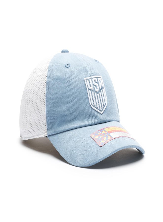 Fan Ink Team USA - US Soccer National Team 'Ace' Trucker Adjustable Soccer Hat (Light Blue/White) - Image 4
