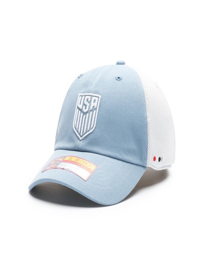 Fan Ink Team USA - US Soccer National Team 'Ace' Trucker Adjustable Soccer Hat (Light Blue/White) - Image 2