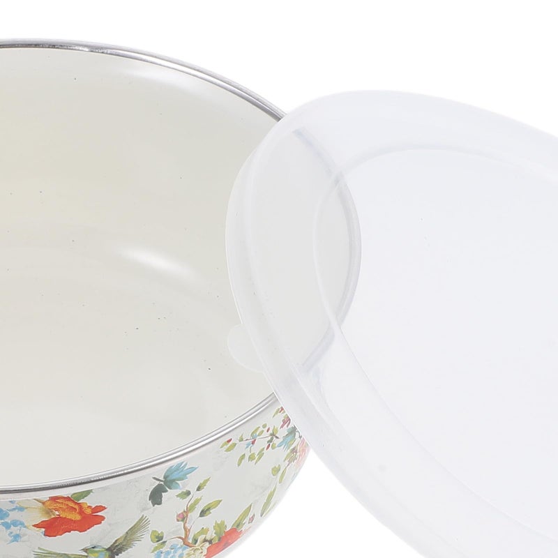 Vintage Enamel Food Storage Bowls with Lids 5pcs Set for Soup Salad and Meal Prep - Image 4