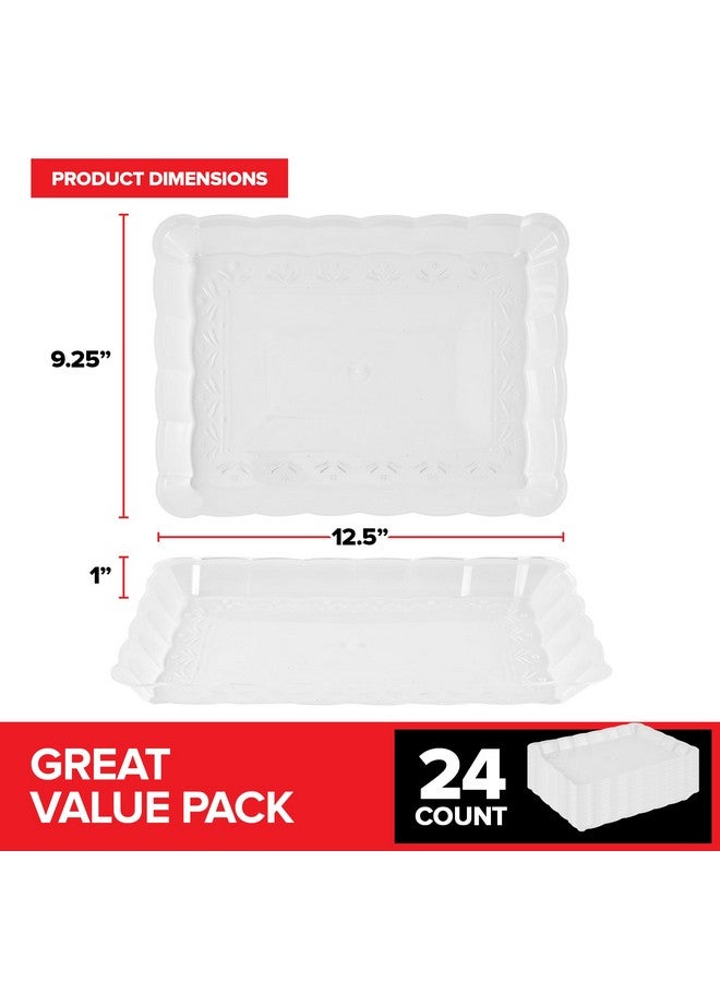 Stock Your Home (24 Pcs) Clear Plastic Serving Tray 9x13, Large Plastic Serving Platter Disposable, Rectangle Party Trays and Platters for Fruit, Dessert, Cookies, Appetizers, Food, Entertaining, Holiday Parties - Image 2