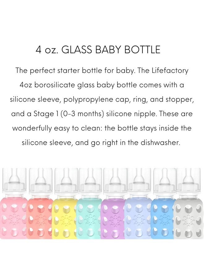 Lifefactory 4-Ounce BPA-Free Glass Baby Bottle with Protective Silicone Sleeve and Stage 1 Nipple, Lilac - Image 4