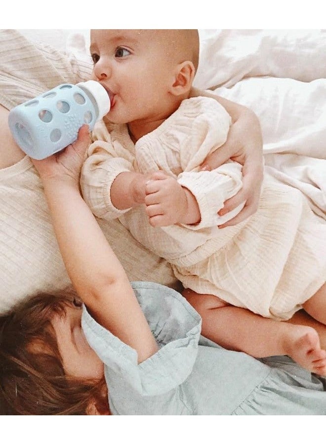 Lifefactory 4-Ounce BPA-Free Glass Baby Bottle with Protective Silicone Sleeve and Stage 1 Nipple, Lilac - Image 5