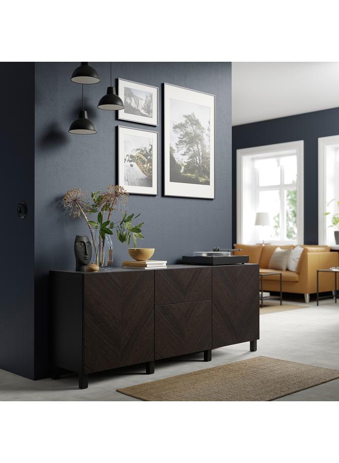 Zaboon Drawer Front, Dark Brown Stained Oak Veneer, 60X26 Cm - Image 4