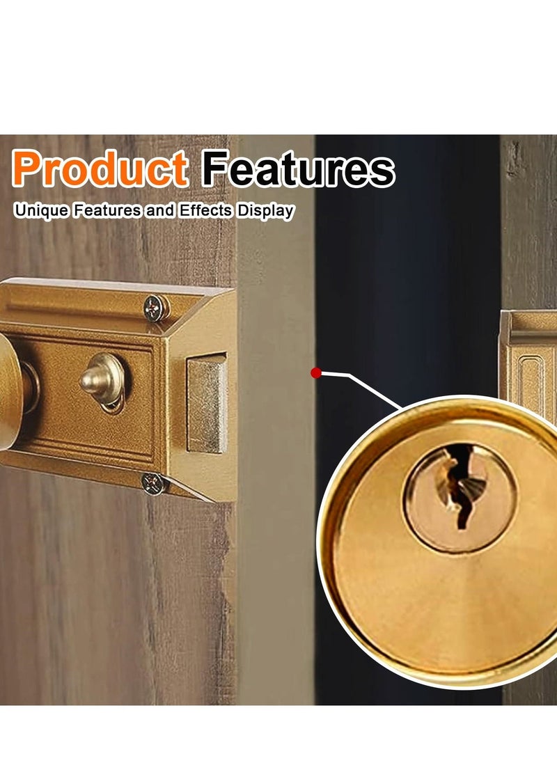 Rim Night Latch Door Lock, Double Locking Gate Lock with Premium Solid Brass Rim Cylinder Latch Door Lock, 60mm Backset, Polished Brass Finish, Ideal for Yard, Garden Doors, and Gates  - Image 5
