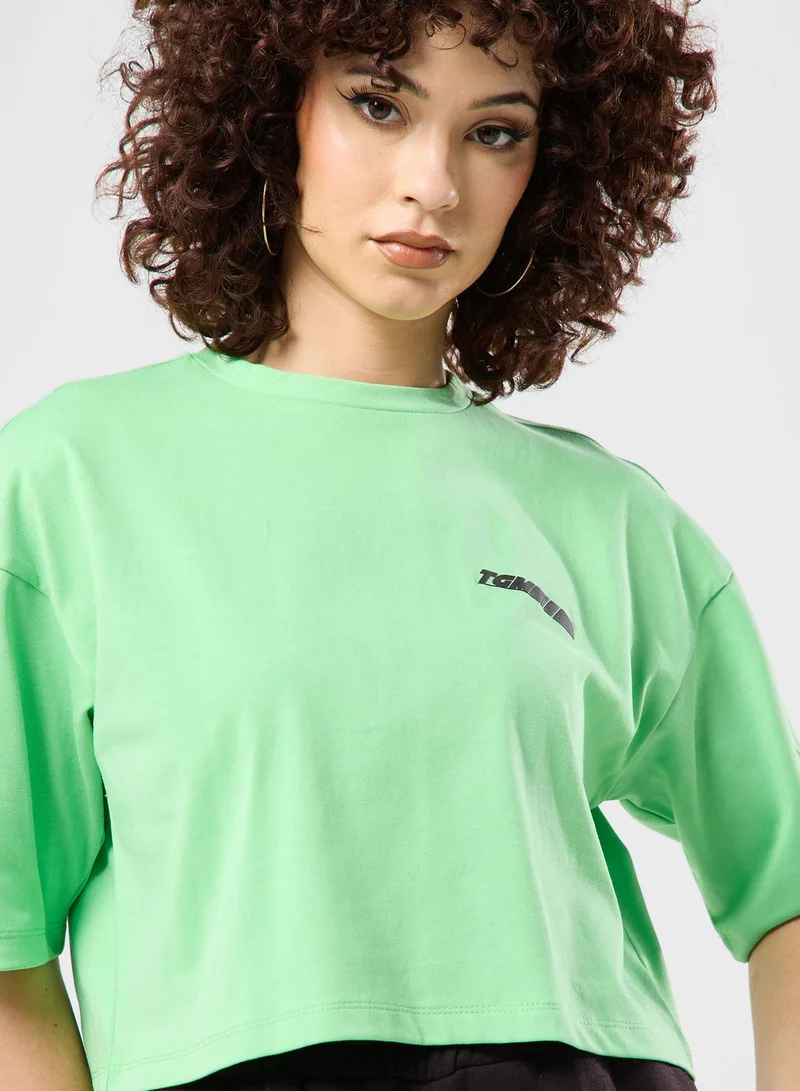 The Giving Movement Boxy Racer Printed Cropped T-Shirt