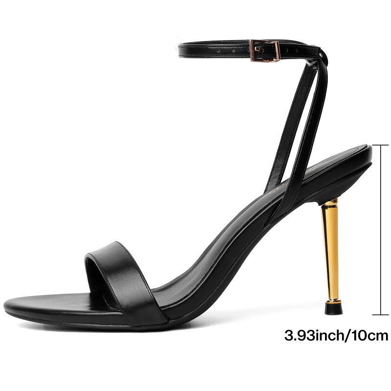 Mostrin Black Strappy Heels for Women Ankle Strap Lace Up Heels Pointed Open Toe Stiletto High Heeled Sandals for Prom, Party, Daily Size 8 - Image 4