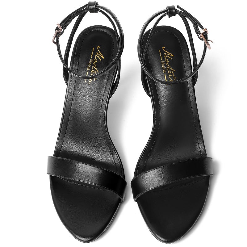Mostrin Black Strappy Heels for Women Ankle Strap Lace Up Heels Pointed Open Toe Stiletto High Heeled Sandals for Prom, Party, Daily Size 8 - Image 5