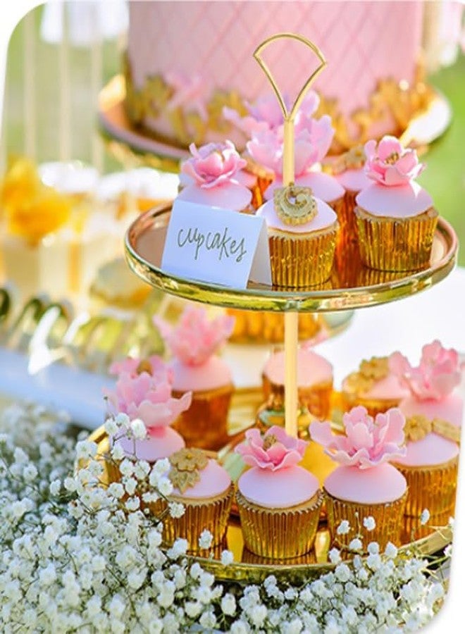 erioctry 1Set 3 Tier Heavy Duty Metal Cake Stand Holder Fruit Dessert Cupcake Plate Stand Centre Handle Fitttings Fan Hardware Rod Holder with Stylus (Gold) - Image 5