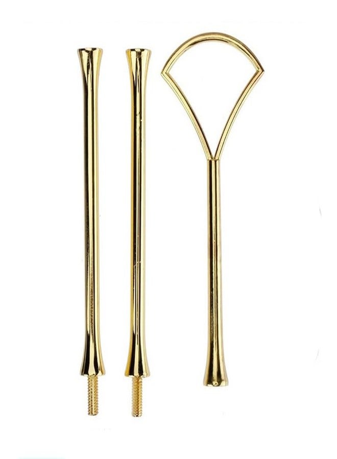 erioctry 1Set 3 Tier Heavy Duty Metal Cake Stand Holder Fruit Dessert Cupcake Plate Stand Centre Handle Fitttings Fan Hardware Rod Holder with Stylus (Gold) - Image 1