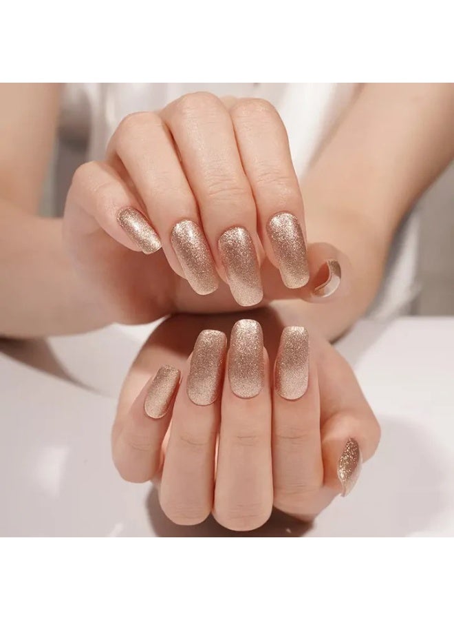Semi-Cured Gel Nail Wraps – Salon Quality Manicure – Easy Apply & Remove – 20 Strips + File + Wooden Stick - Image 1