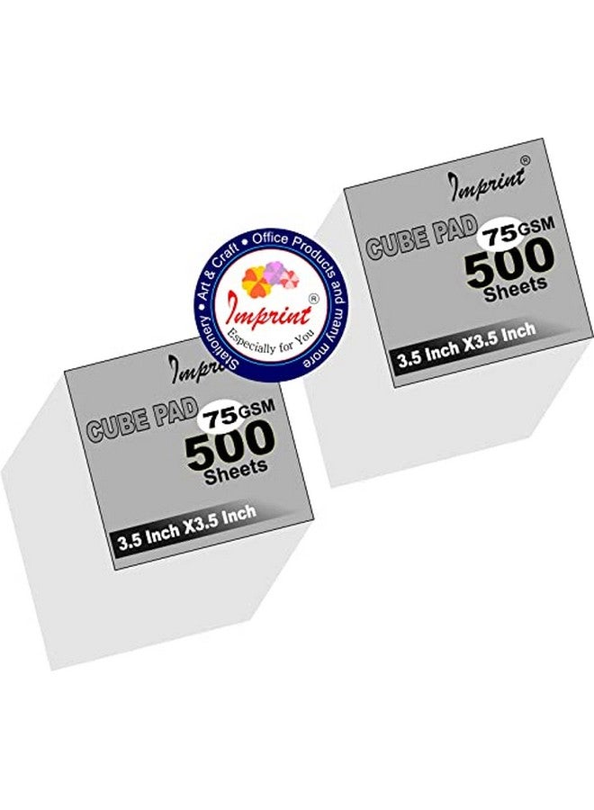 IMPRINT Blank White 3.5 Inch X 3.5 Inch Note Cube Refills (Not Sticky and Not Glued On Any Side), Memo Jotter Block 500 Plain WHITE LOOSE Paper Note, Pack of 2 - Image 3