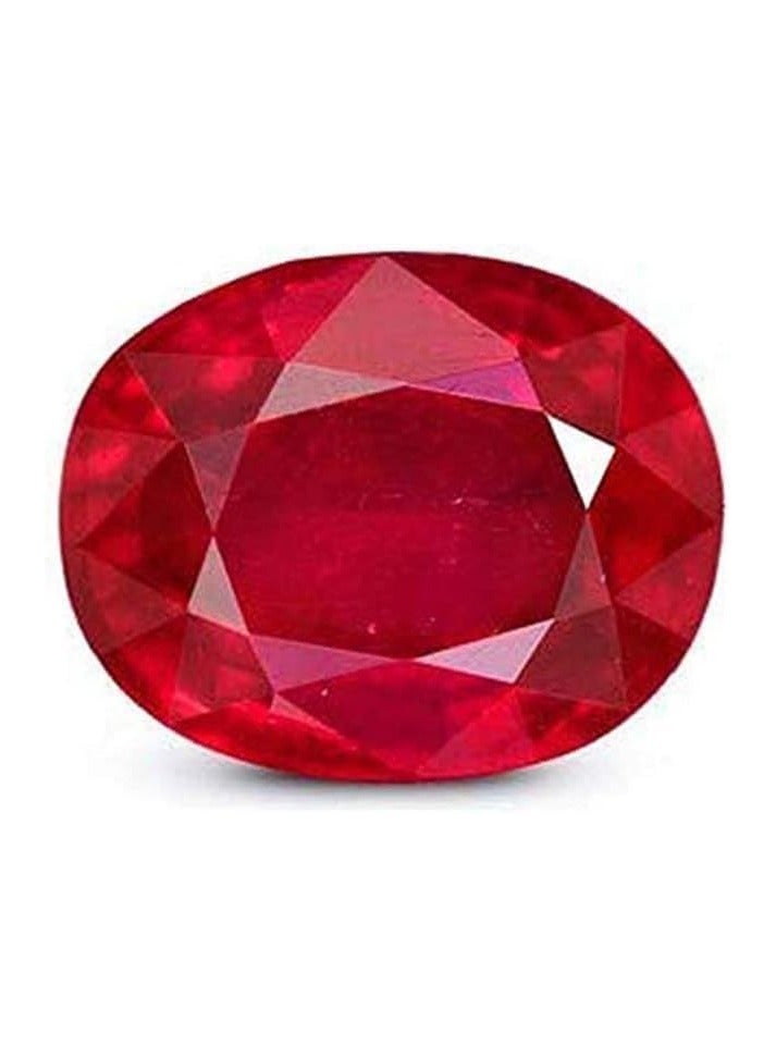 Certified Natural Oval Cut Ruby(Manik) Gemstone, 7.21 Carats (7.91 Ratti), Red, 13.31x10.58x5.72 mm  - Image 1