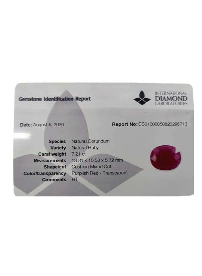 Certified Natural Oval Cut Ruby(Manik) Gemstone, 7.21 Carats (7.91 Ratti), Red, 13.31x10.58x5.72 mm  - Image 4