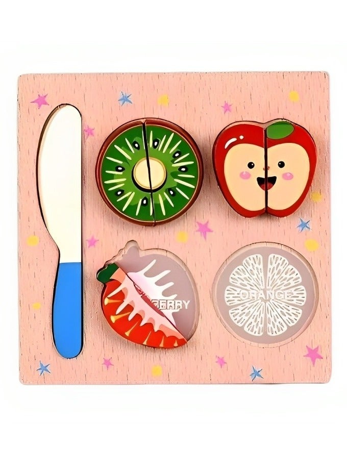 Colorful Wooden 3D Puzzles, Cut or Rope Design, Teacher Parents Early Learning Support Tools, Attractive Patterns, Montessori Fine Sensory and Motor Skill Develop Toys, Ideal Kids Gift (Fruit Form) - Image 1