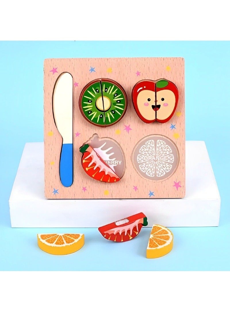 Colorful Wooden 3D Puzzles, Cut or Rope Design, Teacher Parents Early Learning Support Tools, Attractive Patterns, Montessori Fine Sensory and Motor Skill Develop Toys, Ideal Kids Gift (Fruit Form) - Image 2